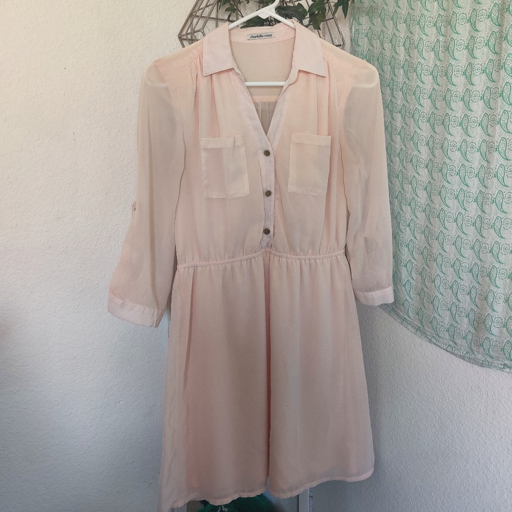 Charlotte Russe Light Pink Short Mid- length Sleeve Dress